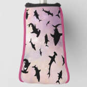 ピンクのシャドーフィッシュサメのグラデーション銀河系宇宙 ゴルフヘッドカバー (回転90)