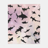ピンクのシャドーフィッシュサメのグラデーション銀河系宇宙 フリースブランケット (正面)