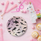 ピンクのシャドーフィッシュサメのグラデーション銀河系宇宙 ペーパープレート (パーティー)