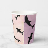 ピンクのシャドーフィッシュサメのグラデーション銀河系宇宙 紙コップ (右)