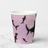 ピンクのシャドーフィッシュサメのグラデーション銀河系宇宙 紙コップ (正面)