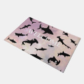 ピンクのシャドーフィッシュサメをグラデーションで銀河系歓迎 ドアマット (アングル)