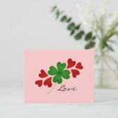 ピンクのシャムロックそしてハート ポストカード (スタンド正面)