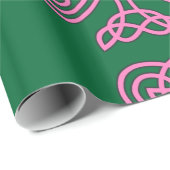 ピンクのシャムロックオングリーンバックグランドラッピング紙 ラッピングペーパー (ロールコーナー)