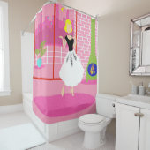 ピンクのシャワー・カーテンのレトロ シャワーカーテン (インサイチュ)
