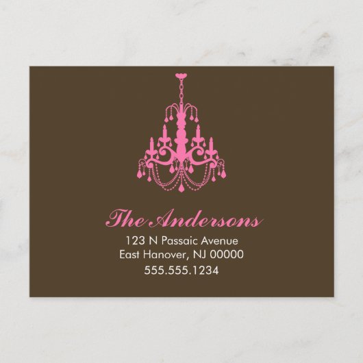 ピンクのシャンデリアの動くアナウンス 案内ポストカード (正面)