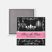 ピンクのシャンデリア日付磁石を保存 マグネット (正面/裏面)