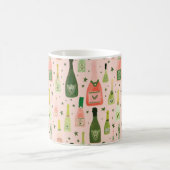 ピンクのシャンパンとスターパターン コーヒーマグカップ (中央)