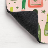 ピンクのシャンパンとスターパターン マウスパッド (コーナー)