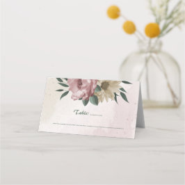 ピンクのシャンパンの花の植物性結婚の プレイスカード