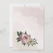 ピンクのシャンパンの花の植物性結婚の 招待状 (裏面)