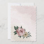 ピンクのシャンパンの花の植物性結婚の 招待状 (裏面)