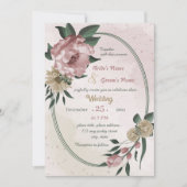 ピンクのシャンパンの花ジオメト結婚リック 招待状 (正面)