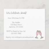 ピンクのシャンパングラス  ブライズシャワーのご招待 インビテーションポストカード (裏面)