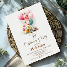 ピンクのシャンパングラス 21歳の誕生日パーティー