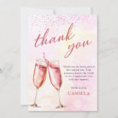 ピンクのシャンパンブランチとバブルリーな花嫁の歓迎会 サンキューカード (正面)