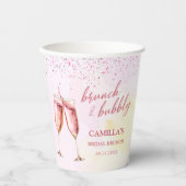 ピンクのシャンパンブランチとバブルリーな花嫁の歓迎会 紙コップ (正面)