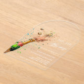 ピンクのシャンパンボトルで乾杯！　花嫁のシャワーパーティーだよ アクリル招待状 (レイダウン)