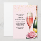 ピンクのシャンパンミモザパーティー 招待状 (正面/裏面)