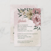 ピンクのシャンパン結婚の花 エンクロージャーカード (正面/裏面)