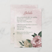 ピンクのシャンパン結婚の花 エンクロージャーカード (正面/裏面)