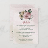 ピンクのシャンパン結婚の花 エンクロージャーカード (正面/裏面)