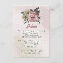 ピンクのシャンパン結婚の花 エンクロージャーカード