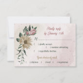 ピンクのシャンパン花の植物性の食事の選択 出欠カード (正面)