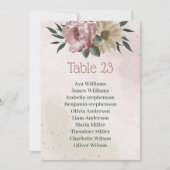 ピンクのシャンパン花の植物性座席表 招待状 (正面)