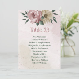 ピンクのシャンパン花の植物性座席表 招待状