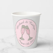 ピンクのシャンパン トースト 乾杯 ウェディング ブライダル シャワー 紙コップ (正面)