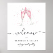 ピンクのシャンパン パーソナライズ イベント ウェルカム サイン (正面)