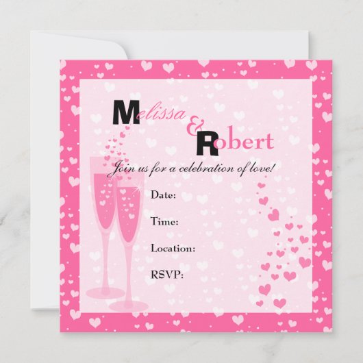 ピンクのシャンパン！ 招待状 (正面)
