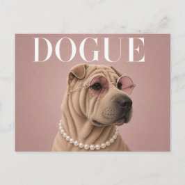 ピンクのシャーペイ犬のカバーガール ポストカード