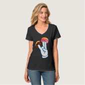 ピンクのショッカーの男性の女性の二人をドーナツ Tシャツ (正面フル)