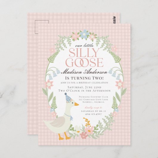 ピンクのシリーズギャル フラワーバーティー ポストカード (正面/裏面)