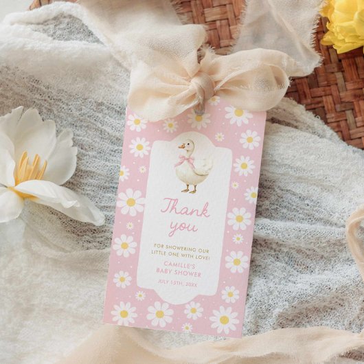 ピンクのシリ―ゴース ベビーシャワー 感謝タグ ギフトタグ