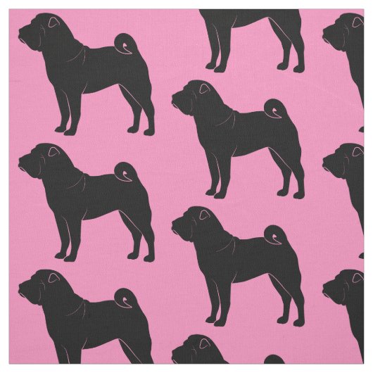 ピンクのシルエットのShar Pei ファブリック (見本)