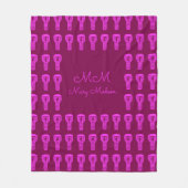 ピンクのシルエットダンパタンパープル フリースブランケット (正面)