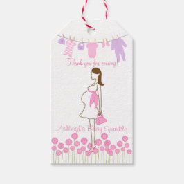 ピンクのシルエット来ベビーを振りかけてくれてありがとう ギフトタグ