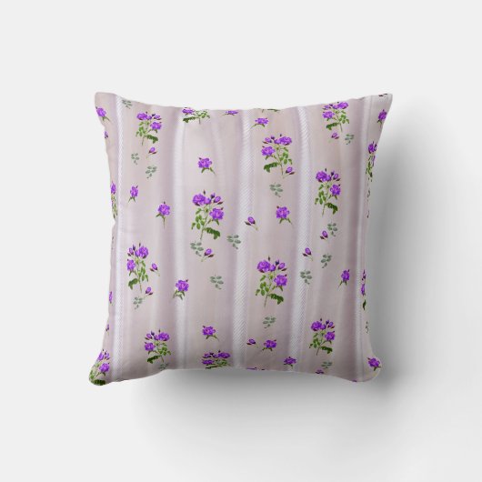 ピンクのシルクの紫がかった水色のバラ クッション (裏面)