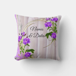 ピンクのシルクの紫がかった水色のバラ クッション