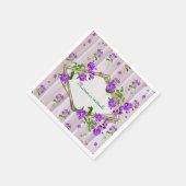 ピンクのシルクの紫がかった水色のバラ スタンダードカクテルナプキン (角)