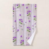 ピンクのシルクの紫がかった水色のバラ バスタオルセット (ハンドタオル)