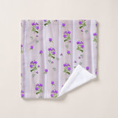 ピンクのシルクの紫がかった水色のバラ バスタオルセット (ウォッシュタオル)