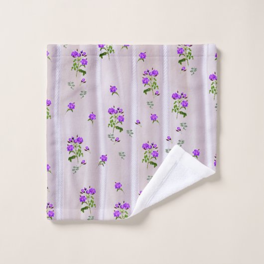 ピンクのシルクの紫がかった水色のバラ バスタオルセット (ウォッシュタオル)