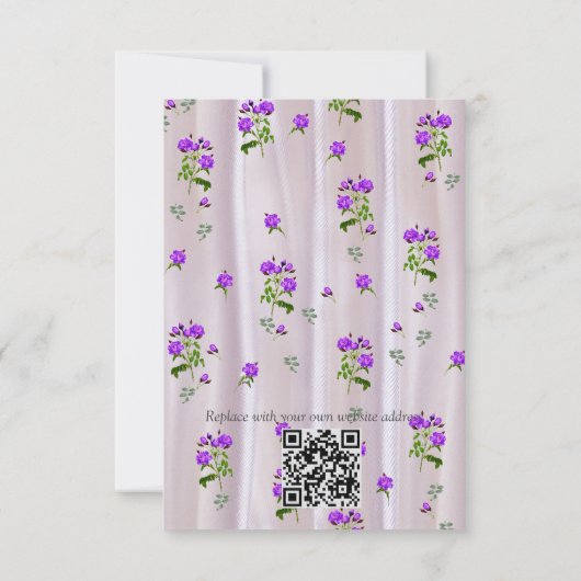 ピンクのシルクの紫がかった水色のバラ 出欠カード (裏面)