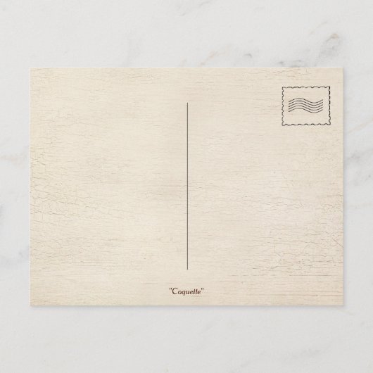 ピンクのシルクドレスのコケットのブルネット女性 ポストカード (裏面)