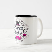 ピンクのシルクハットおよびピンクの髭を搭載するBuncoの可愛い人 ツートーンマグカップ (正面右)
