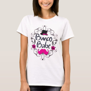 ピンクのシルクハットおよびピンクの髭を搭載するBuncoの可愛い人 Tシャツ